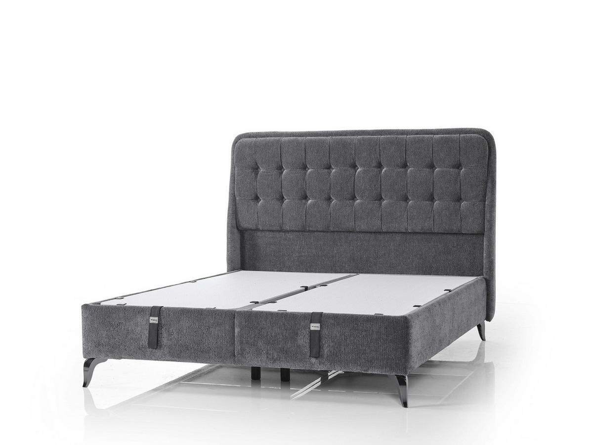 POLSTERBETTSET Black Zone 160x200 Anthrazit - Anthrazit, Textil/Metall (160/200cm) - Villa Möbel