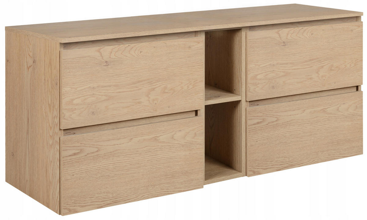 WASCHBECKUNTERSCHRANK SIMPLE 140cm mit Arbeitsplatte und mit einem Regal Eichen Craft - Eiche Artisan, Holz (140/62/46cm) - Rodan