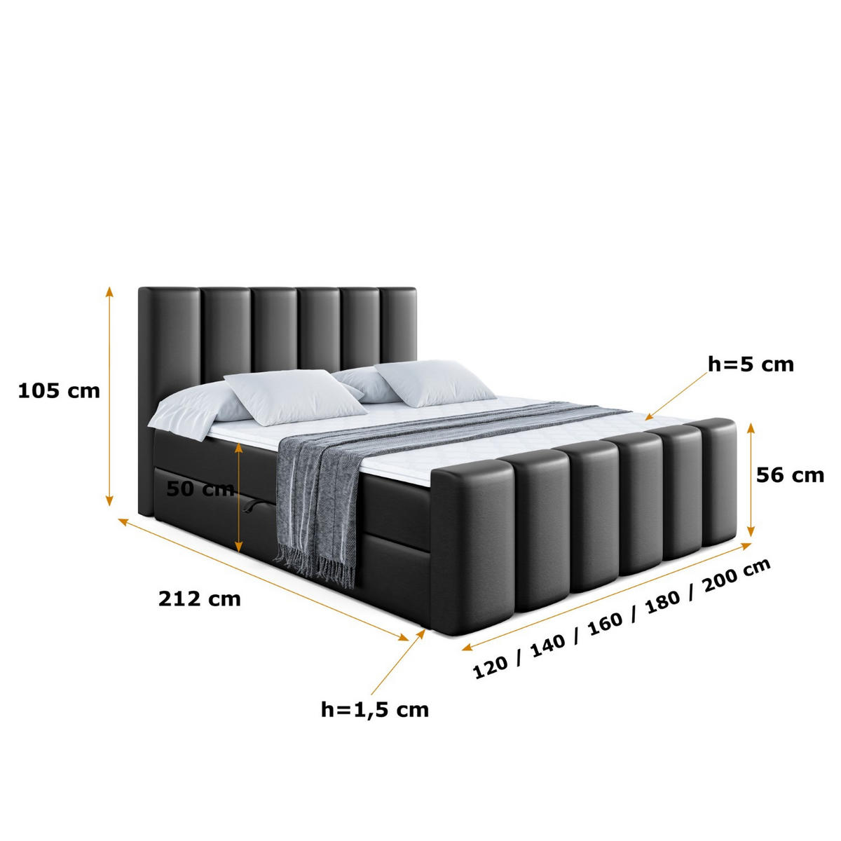 BOXBETT BOXI1-Z - 200x200 cm - H3 - Schwarz Hochglanz - Schwarz Hochglanz, Holzwerkstoff (200/200cm) - ALTDECOR