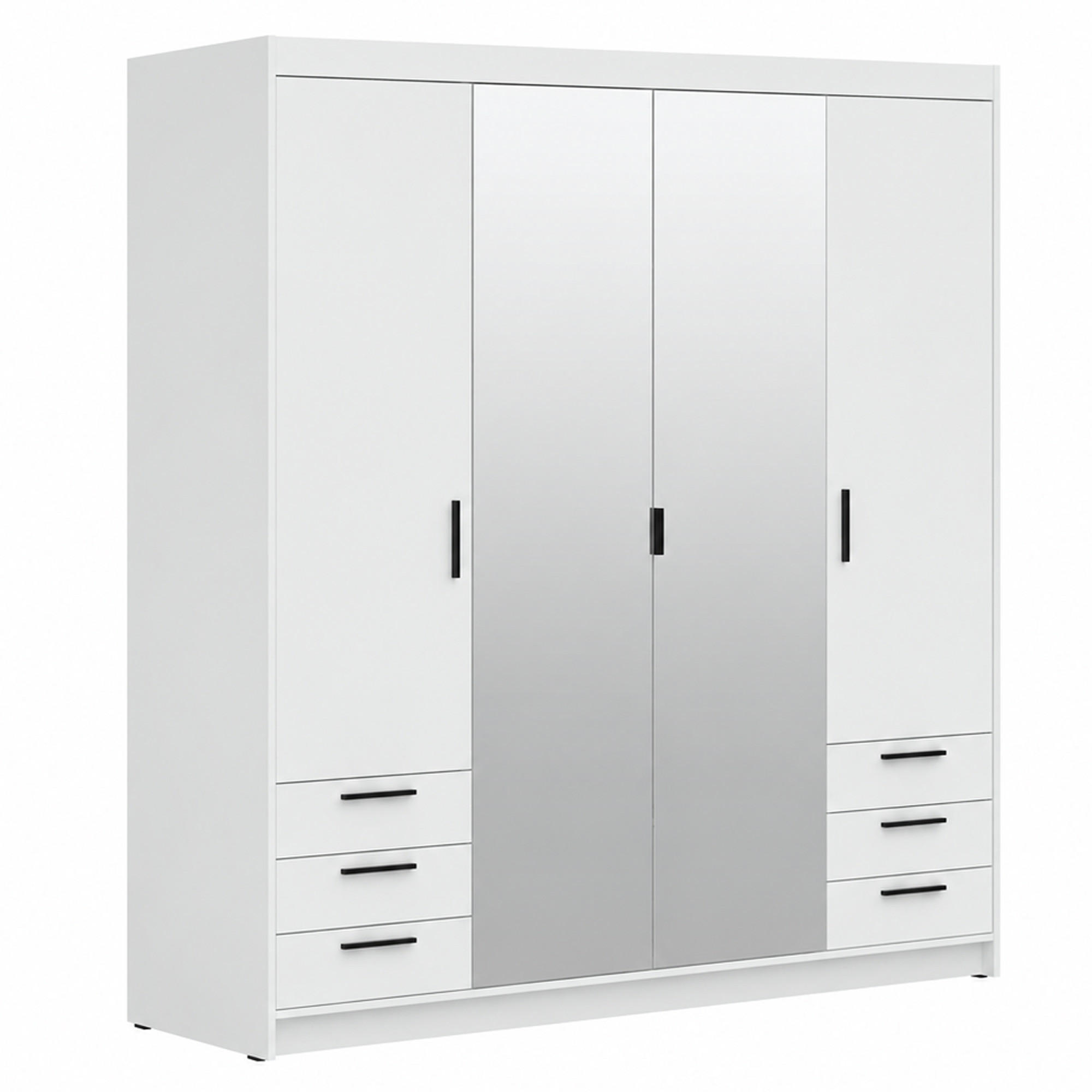 Beautysofa Drehtürenschrank Weiß 176x190x53 cm