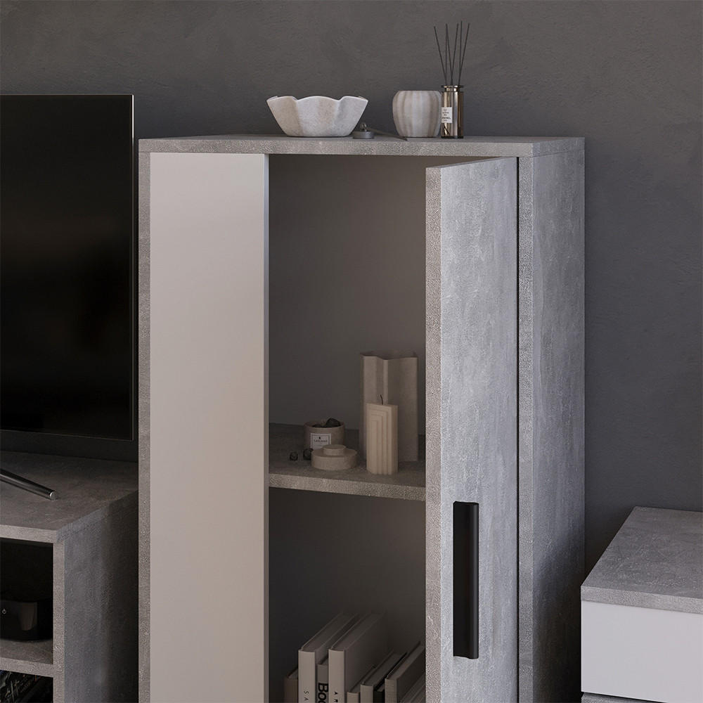 KOMMODE Berno Beton/Weiß 50.1 x 87.3 cm mit 2 Fächern - Weiß/Grau, Holzwerkstoff (50.1/87.3/28.3cm) - Vicco