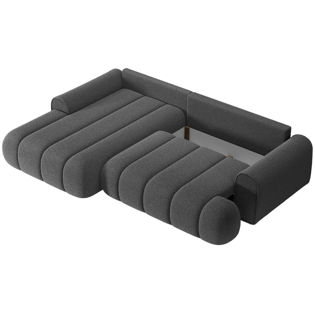 ECKSOFA Dandelino Grau mit Bouclé-Bezug, links - Schwarz/Grau, Kunststoff/Textil (271/172cm) - Selsey