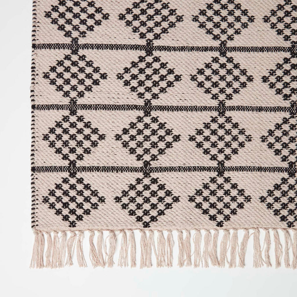 Thumbnail - Homescapes Handwebteppich, Schwarz, Textil, Grafikmuster, Rechteckig, 90x150 cm, Teppiche & Böden, Teppiche, Naturteppic...