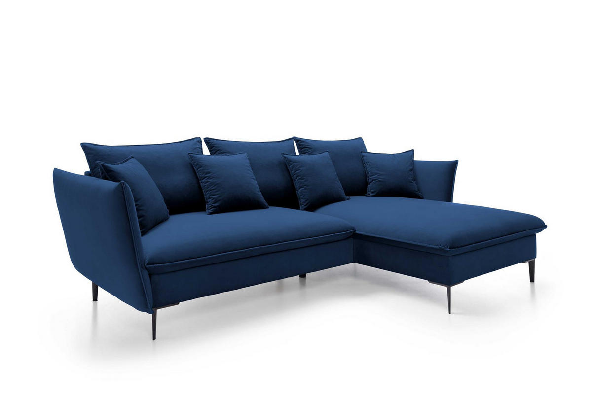 ECKSOFA Rossa Dunkelblau, mit Schlaffunktion und Kissen Rechts - Dunkelblau, Holzwerkstoff (258/167cm) - Bettso