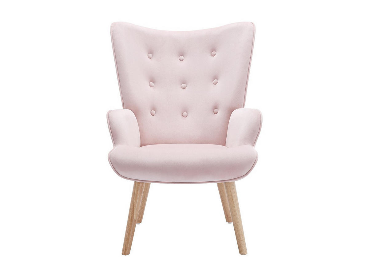 SESSEL - Samt - Rosa - VATELY - Pink, Textil (69/95.5/78cm) - Vente-Unique