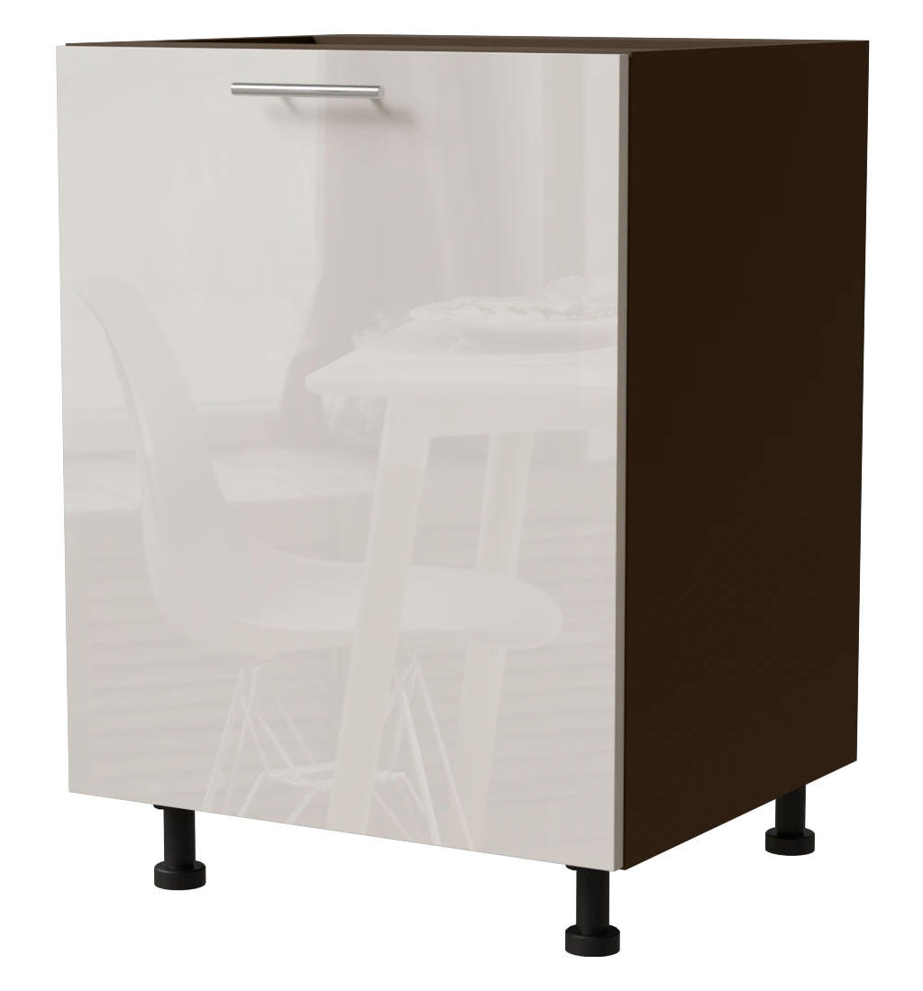 Feldmann-Wohnen Unterschrank Creme, Dunkelgrau 60x82x50 cm