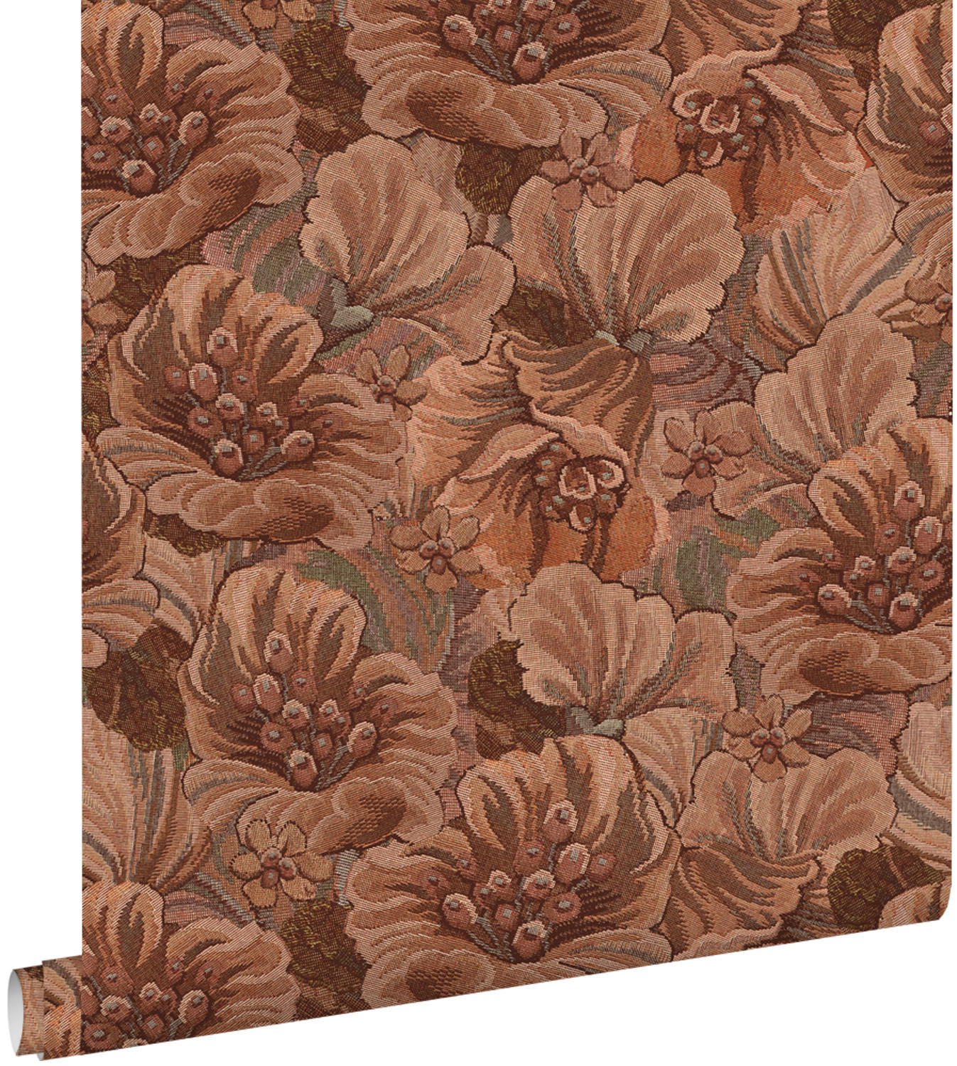 TAPETE gesticktes Blumenmuster 50 x 900 cm - Braun, Papier (50/900cm) - ESTAhome