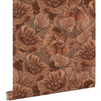 TAPETE gesticktes Blumenmuster 50 x 900 cm - Braun, Papier (50/900cm) - ESTAhome