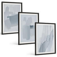 BILDER SET 3er Set - 40x60 cm Schwarzer Rahmen - Abstrakte Aquarellkunst - Schwarz, Kunststoff (40/60cm) - TULUP