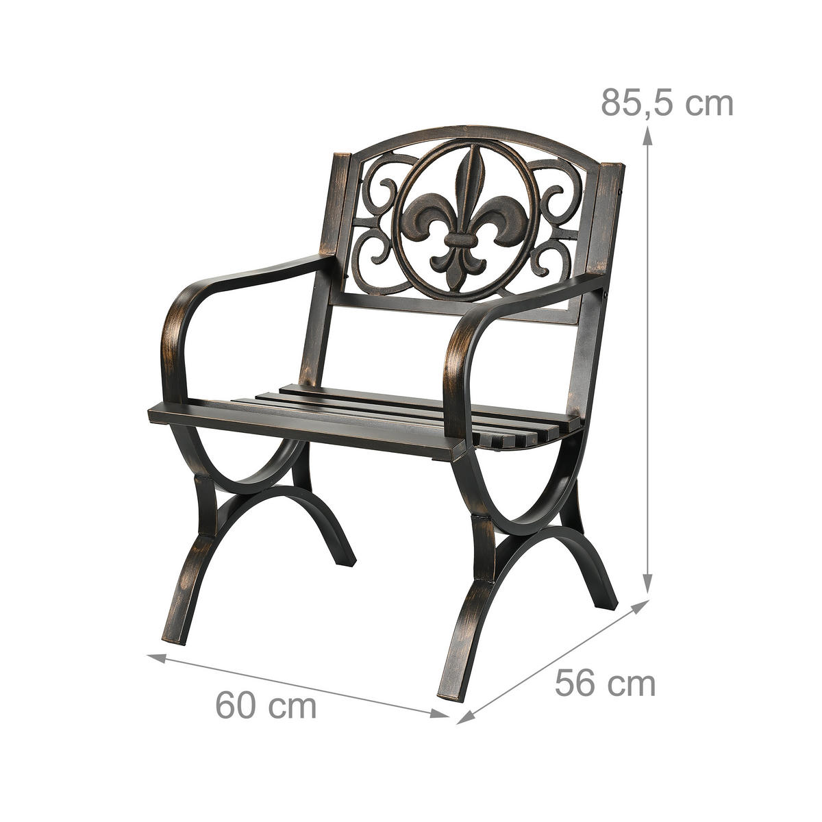 GARTENSTUHL - Schwarz, Metall (60/85.5/56cm) - Relaxdays