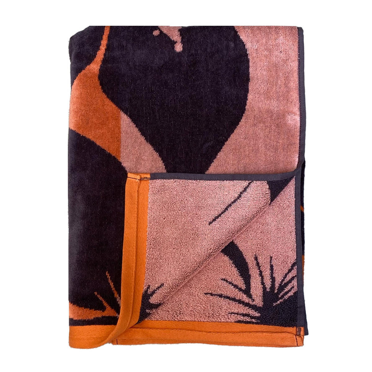 STRANDTUCH Frottee Velours Jacquard Orange 90x170 400g/m² - Moody - Orange, Textil (170/90cm) - LE COMPTOIR DE LA PLAGE