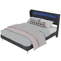 POLSTERBETT 140x200 cm LED ohne Stauraum grau - Grau, Textil (140/200cm) - LEBENLANG