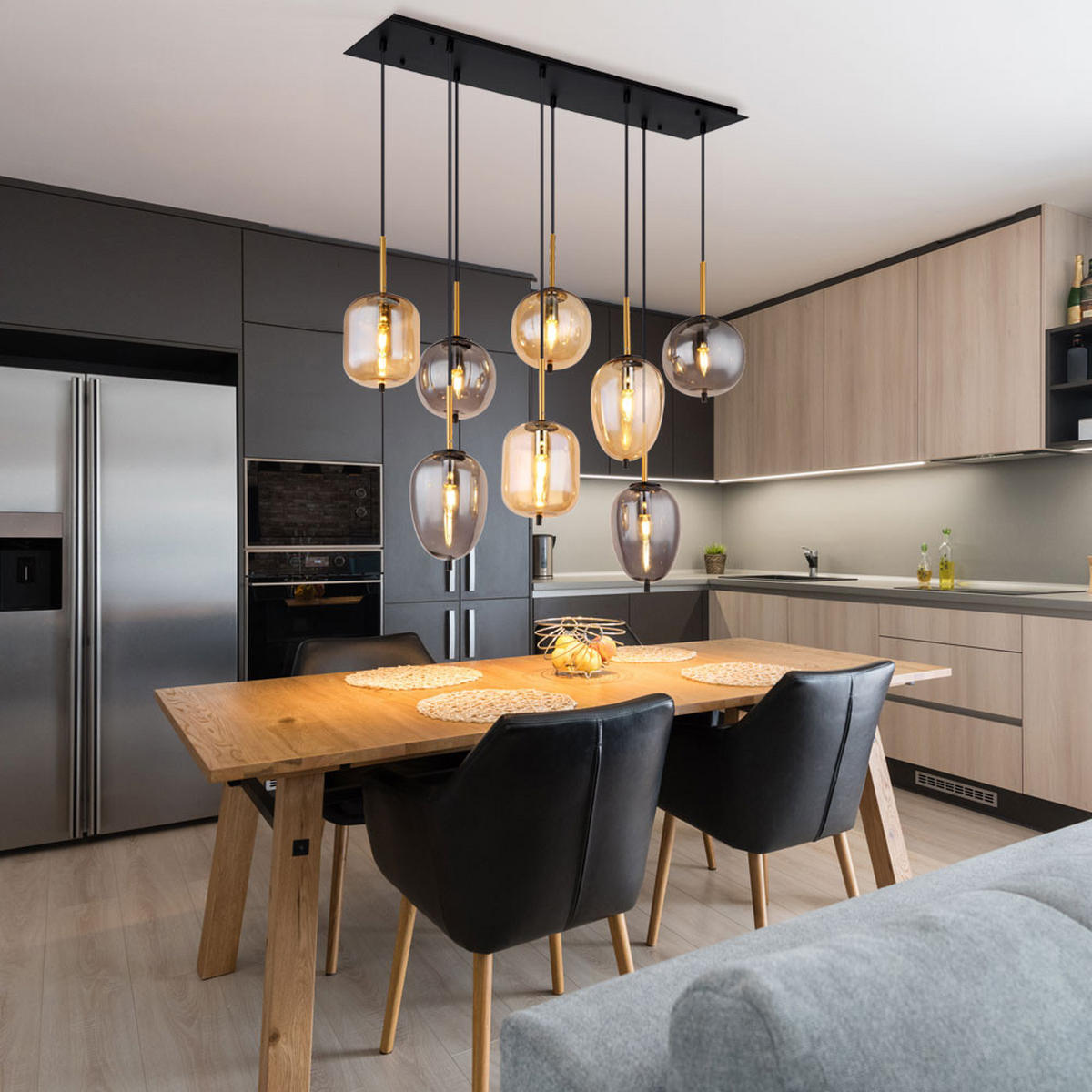 ZÁVĚSNÉ SVÍTIDLO, 102,5/34/120 cm  - černá/barvy mosazi, Basics, kov/sklo (102,5/34/120cm)