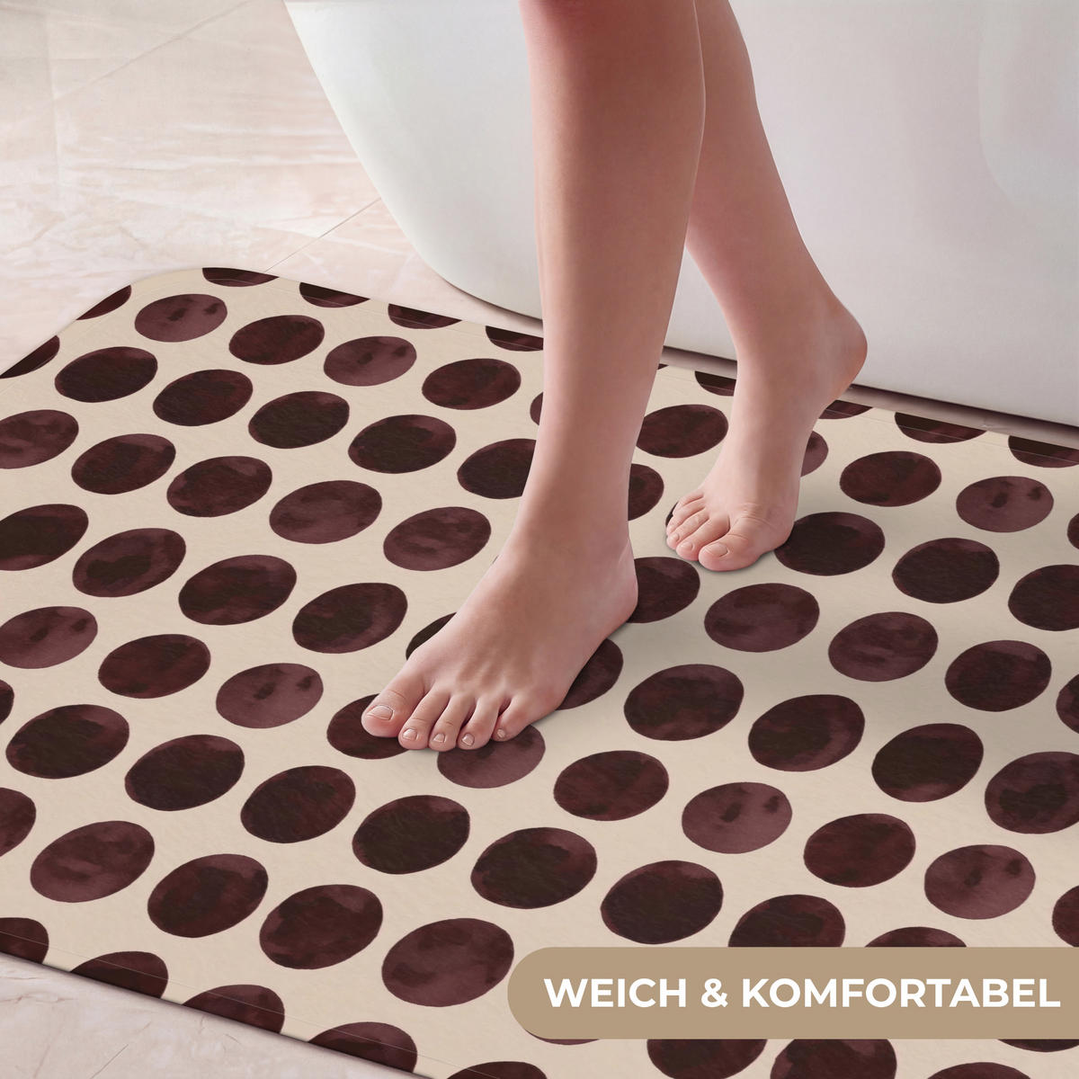 KOUPELNOVÁ PŘEDLOŽKA Puntíky - Vzor - Hnědý 60x120 cm - bordeaux, textil/plast (60/120cm)