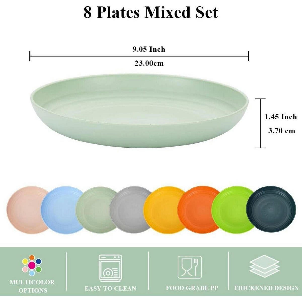 SPEISETELLER 8-teiliges Set Kunststoff 23 cm - Multicolor, Kunststoff (23/23/3.7cm)
