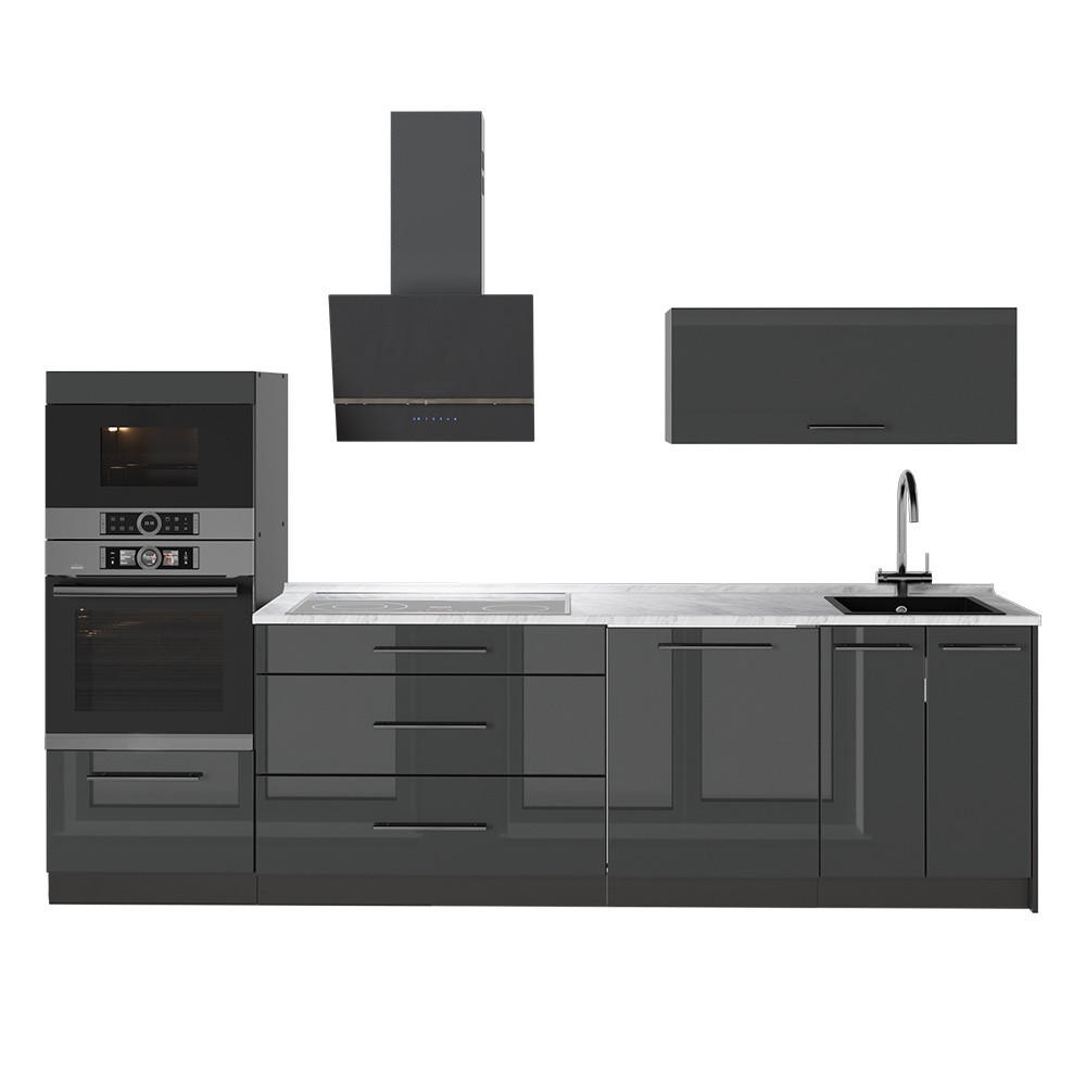 KÖK Fame-Line, Antracit högblank/antracit, 280 cm AP Marble - Antracit/Svart högglans, Träbaserade material (280/153.6/60cm) - Vicco