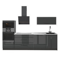 KÜCHENZEILE Fame-Line, Anthrazit Hochglanz/Anthrazit, 280 cm, AP Marmor - Schwarz Hochglanz/Anthrazit, Holzwerkstoff (280/153.6/60cm) - Vicco