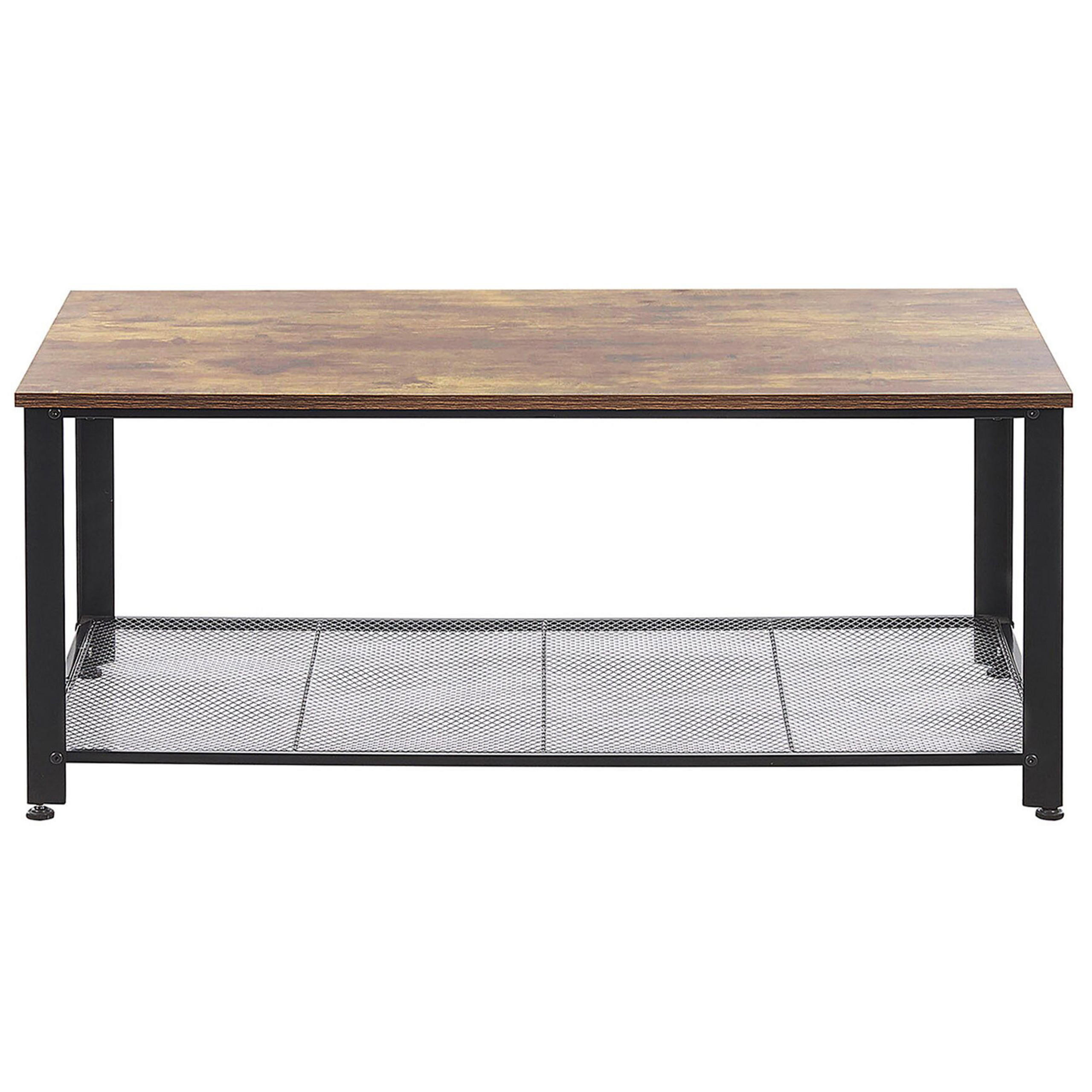 COUCHTISCH dunkler Holzfarbton/schwarz rechteckig 106/60 cm Aston - Dunkelbraun/Schwarz, Holzwerkstoff (60/106/46cm) - Beliani