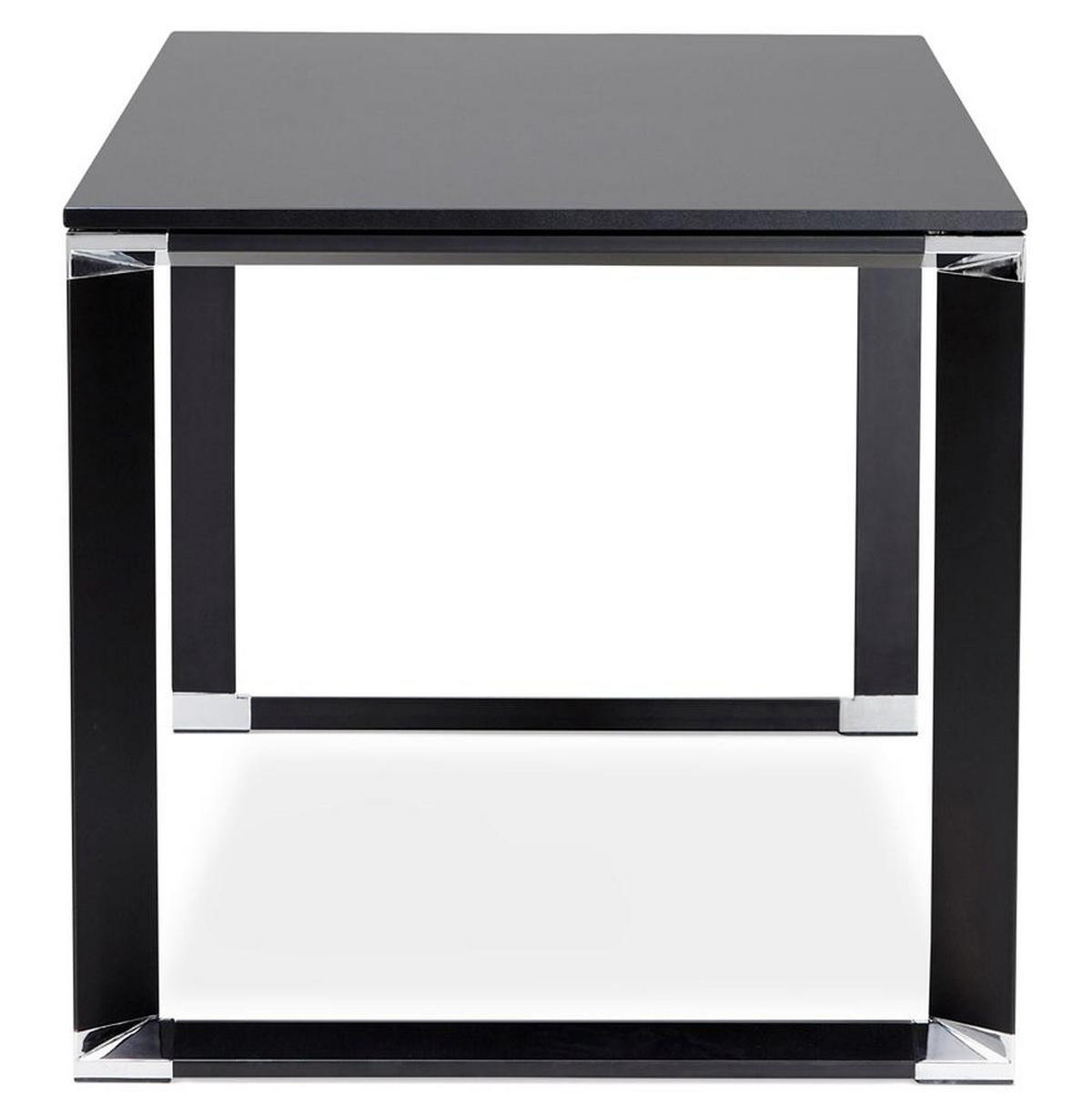 SCHREIBTISCH Modern Chromdetails Große Arbeitsfläche KERIX, Schwarz 140x70x74 cm - Schwarz, Holz/Metall (70/140/74cm) - KADIMA DESIGN