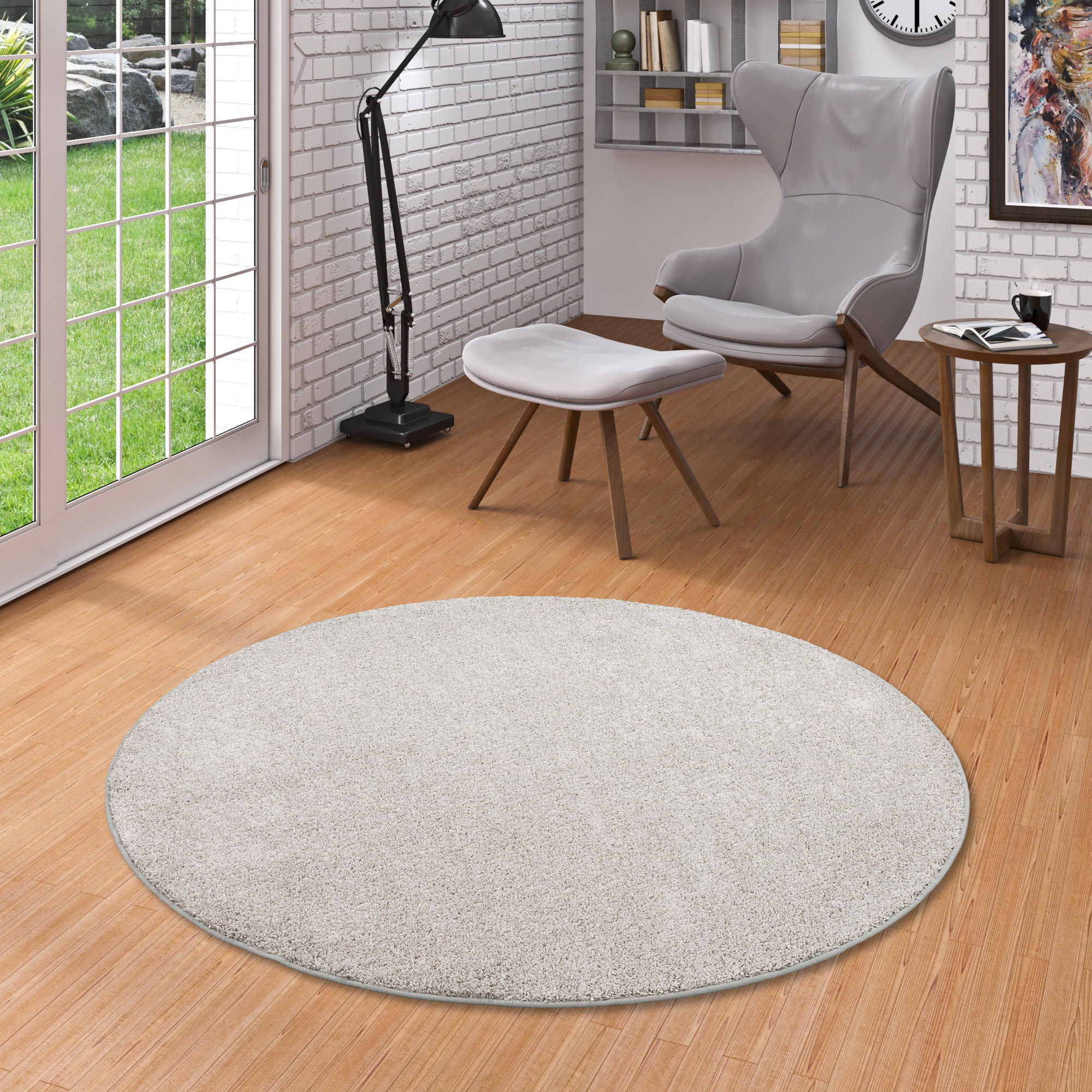 HOCHFLOR VELOURS TEPPICH MONA RUND - Silberfarben, Textil (100/100cm) - Snapstyle