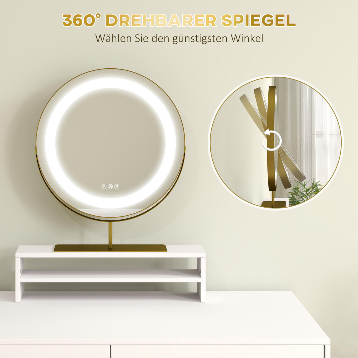 SCHMINKTISCH mit LED Beleuchtung, 100 x 50 x 137,5 cm, Weiß - Weiß, Holzwerkstoff (100/137.5/50cm) - HOMCOM
