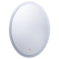 BADSPIEGEL mit LED-Beleuchtung oval 60/80 cm Viriat - Silberfarben, Glas (60/80/3cm) - Beliani