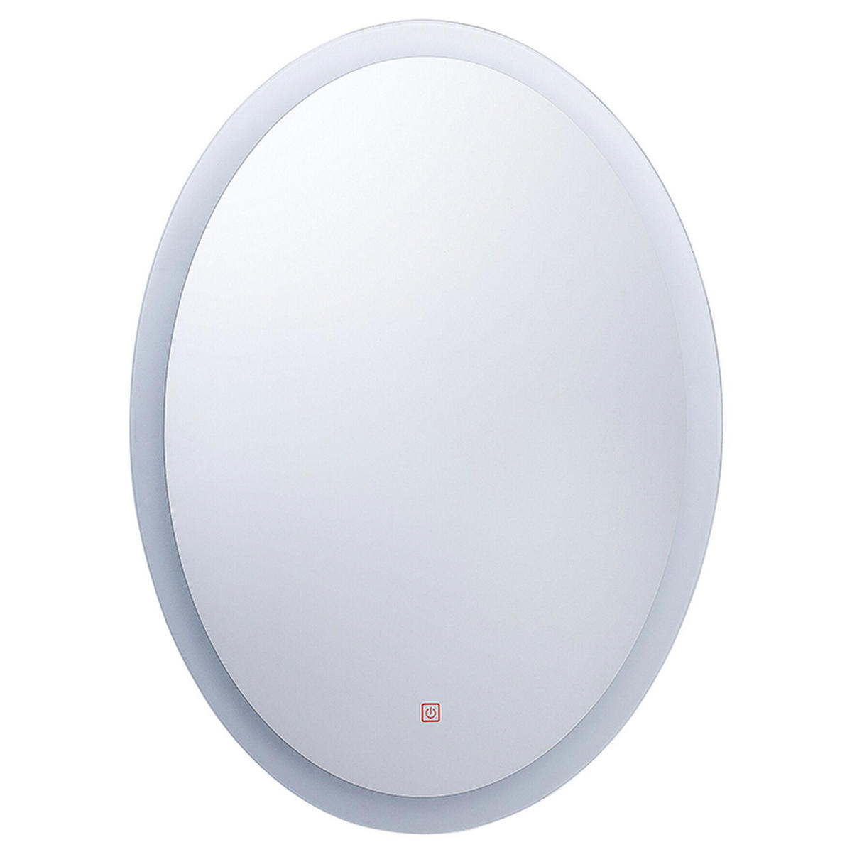 BADSPIEGEL mit LED-Beleuchtung oval 60/80 cm Viriat - Silberfarben, Glas (60/80/3cm) - Beliani