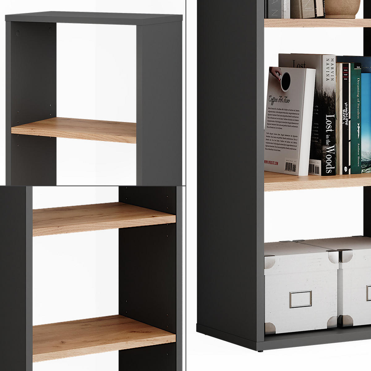 BOTNÍK Orlando Antracit/zlatý dub - medově dubová/antracitová, kompozitní dřevo (40/90.5/24cm) - Vicco