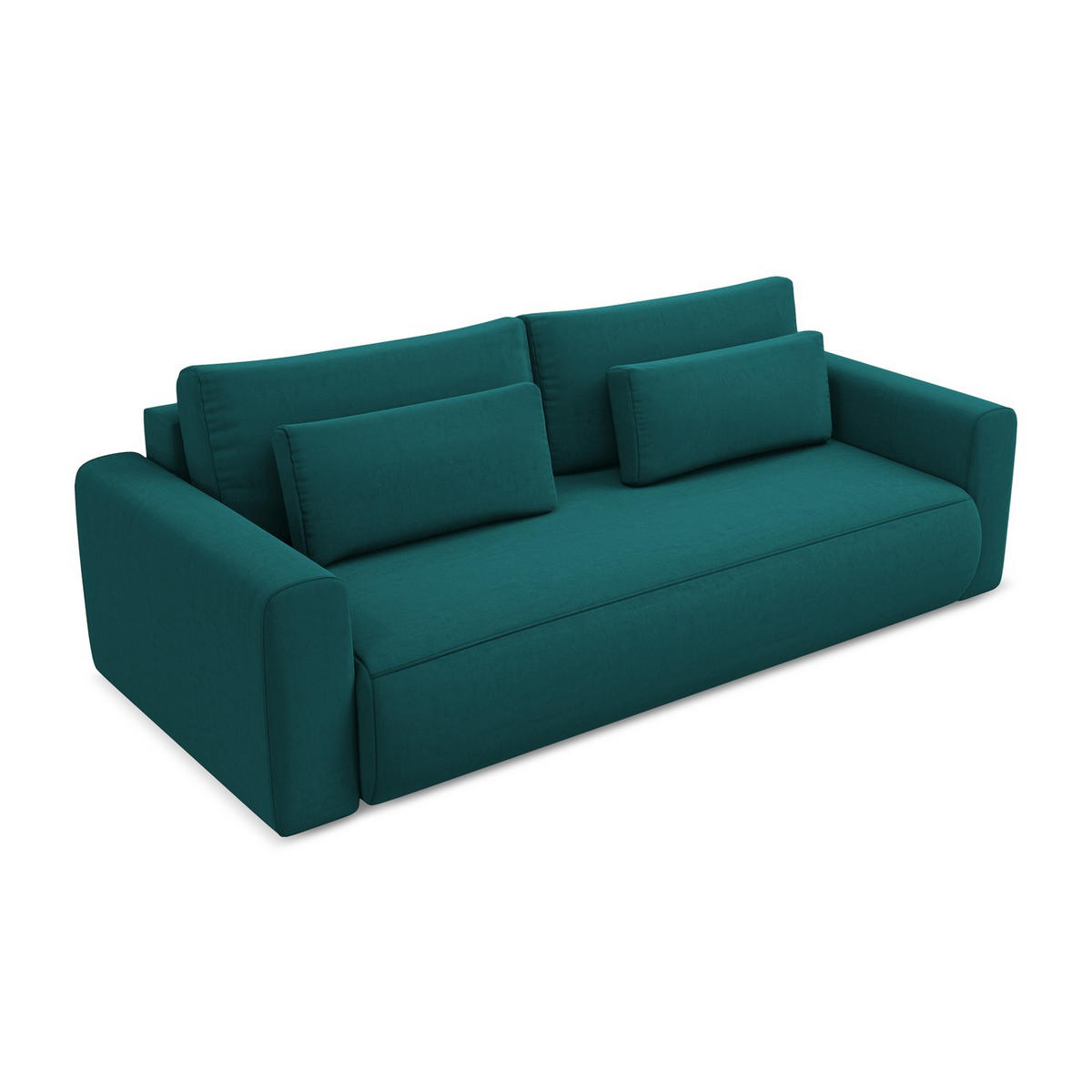 3-SITZER SOFA mit Schlaffunktion Samt Stoff Blau - Blau/Petrol, Kunststoff/Textil (238/82/105cm) - LaMiaSofa