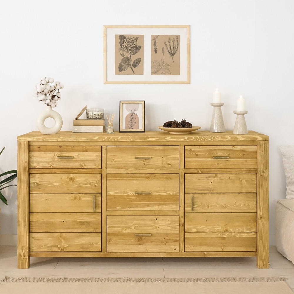 KOMMODE aus Massivholz MIDLAND - Honig, Holz (160/85/46cm) - Seart