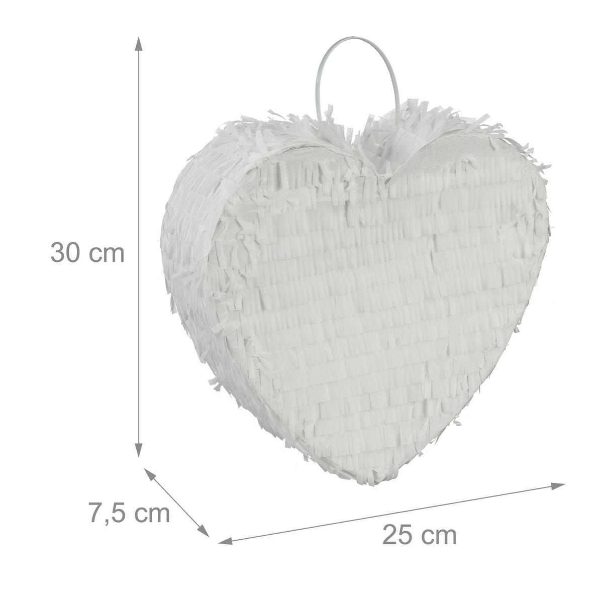 PINATA - Weiß, Papier/Wellpappe (25/30/7.5cm) - Relaxdays