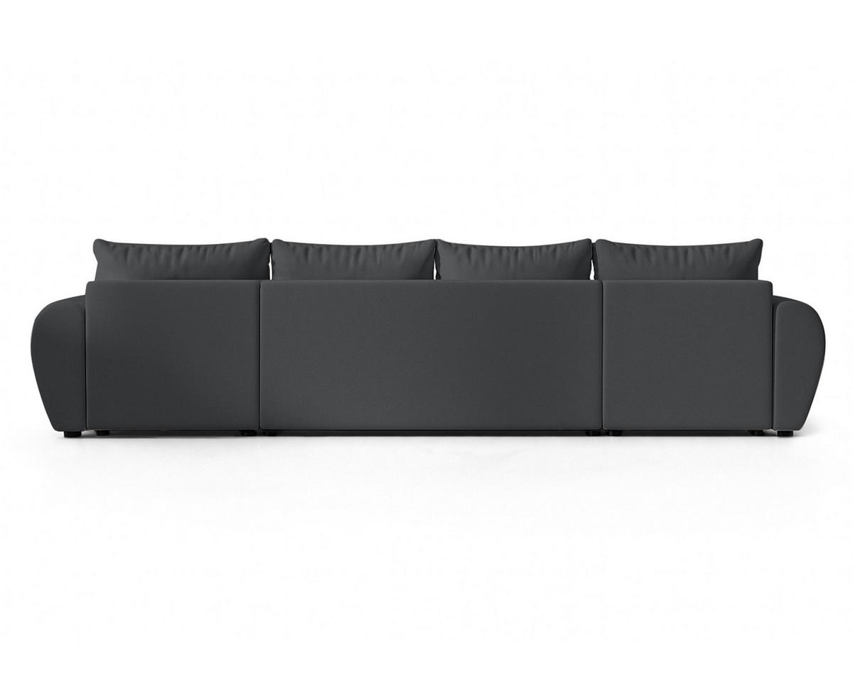 WOHNLANDSCHAFT Malatya U Form Dunkelgrau 311/145/80 cm mit Schlaffunktion - Dunkelgrau/Schwarz, Kunststoff/Textil (311/80/145cm) - AX Living
