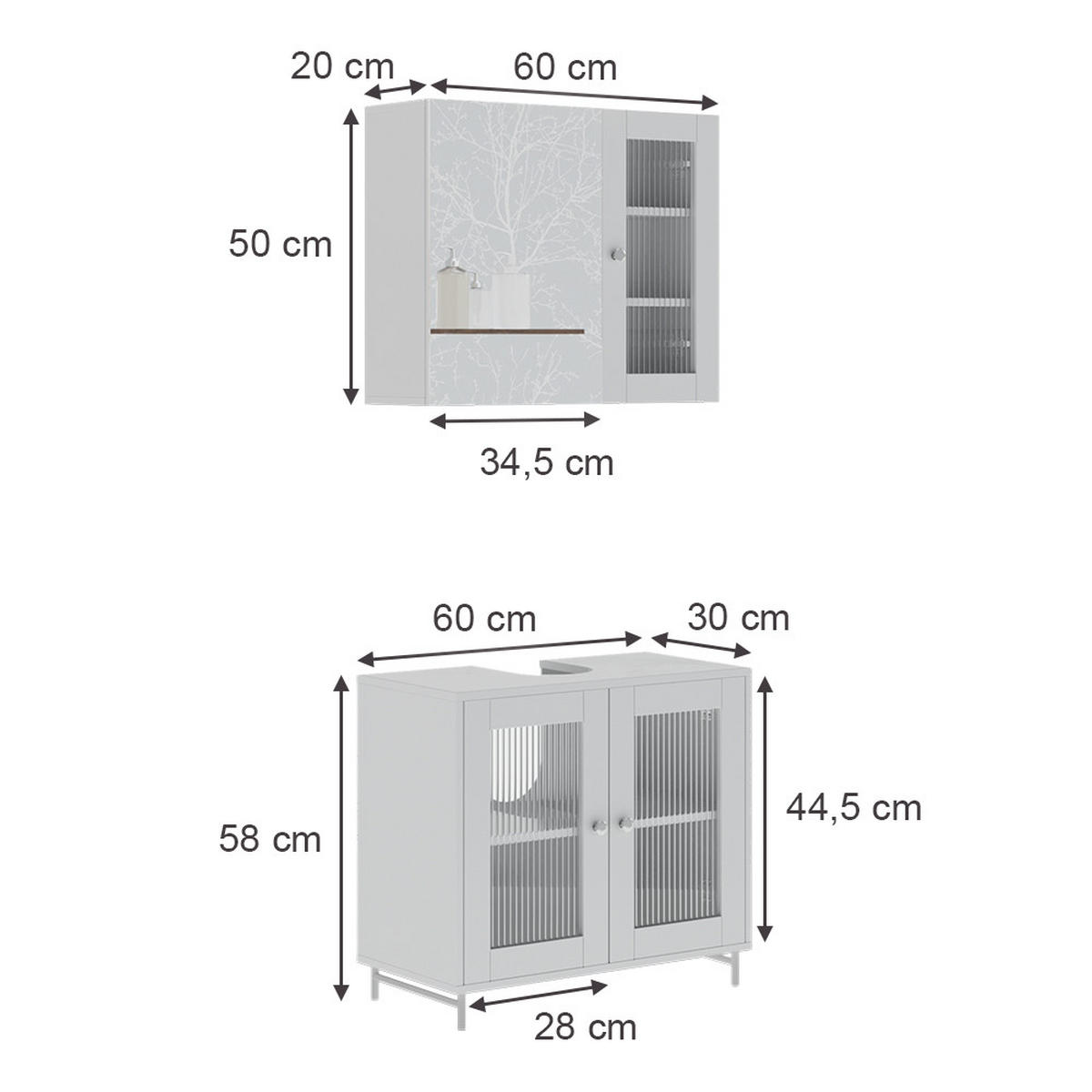 KOUPELNOVÝ NÁBYTEK Malte Bílá - bílá, kompozitní dřevo (60/58/30cm) - Vicco
