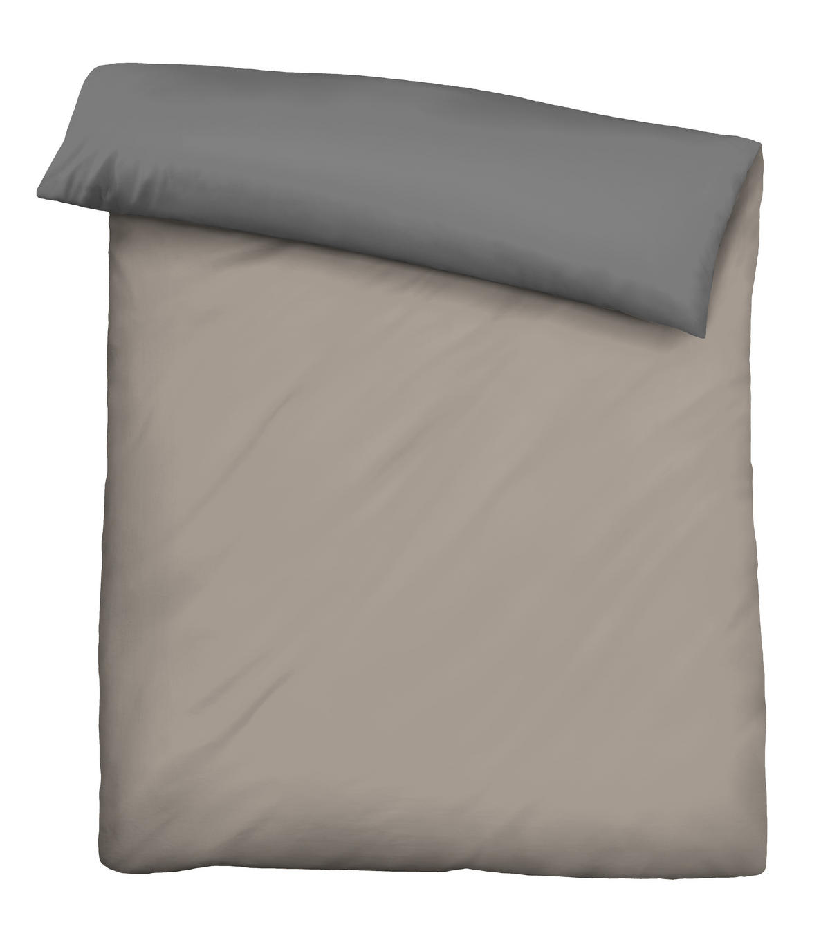 BETTWÄSCHE-GARNITUR Linon UNI taupe, 135x200 cm + 80x80 cm - Taupe, Textil (135/200cm) - biberna
