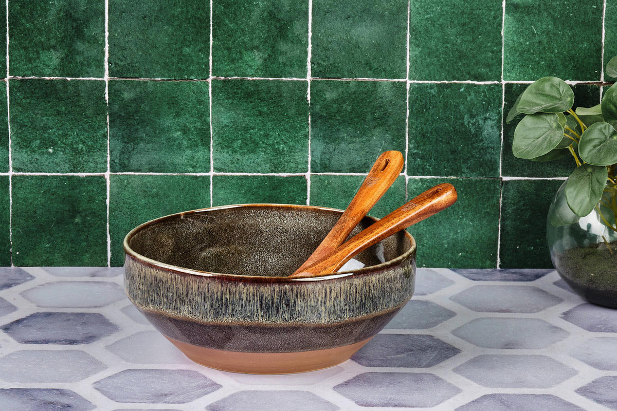 SALATSCHALE Genesis Ø22,5cm - Basalt - Braun, Keramik (22.5cm) - Björn