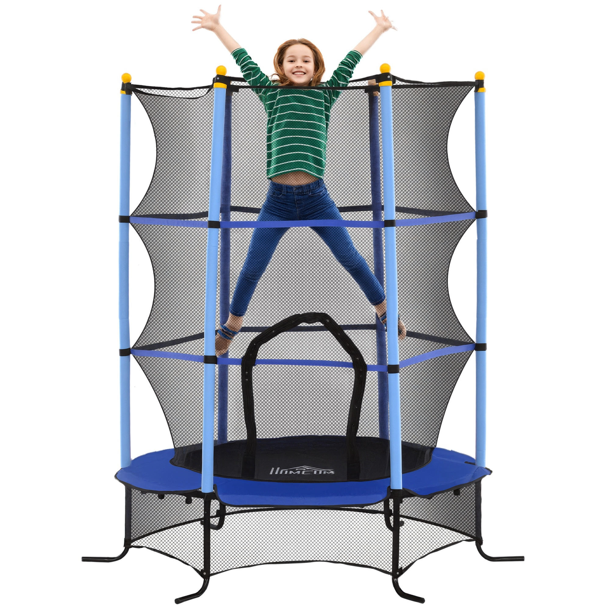 TRAMPOLIN DE-18984 Ø163 cm mit Sicherheitsnetz Blau - Blau, Metall (163/163cm) - ComfortXL
