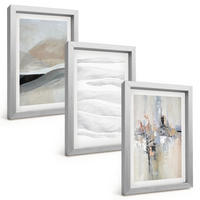 BILDER SET 3er Set - 20x30 cm Silberner Rahmen - Abstrakte Erdmuster - Silberfarben, Kunststoff (20/30cm) - TULUP