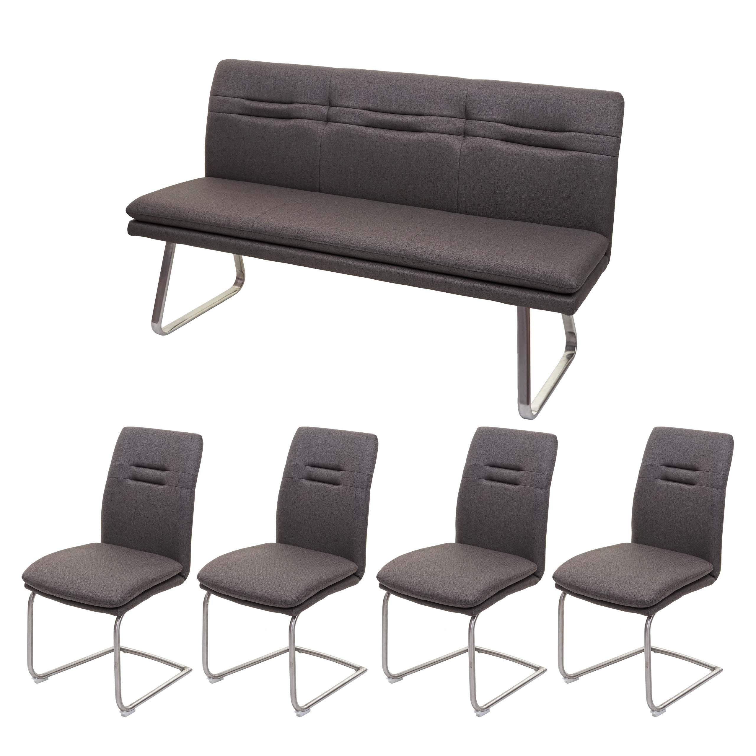 ESSZIMMER-SET Grau, Braun 5er-Set - Braun/Grau, Textil (160/92/58cm) - MCW