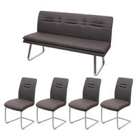 ESSZIMMER-SET Grau, Braun 5er-Set - Braun/Grau, Textil (160/92/58cm) - MCW