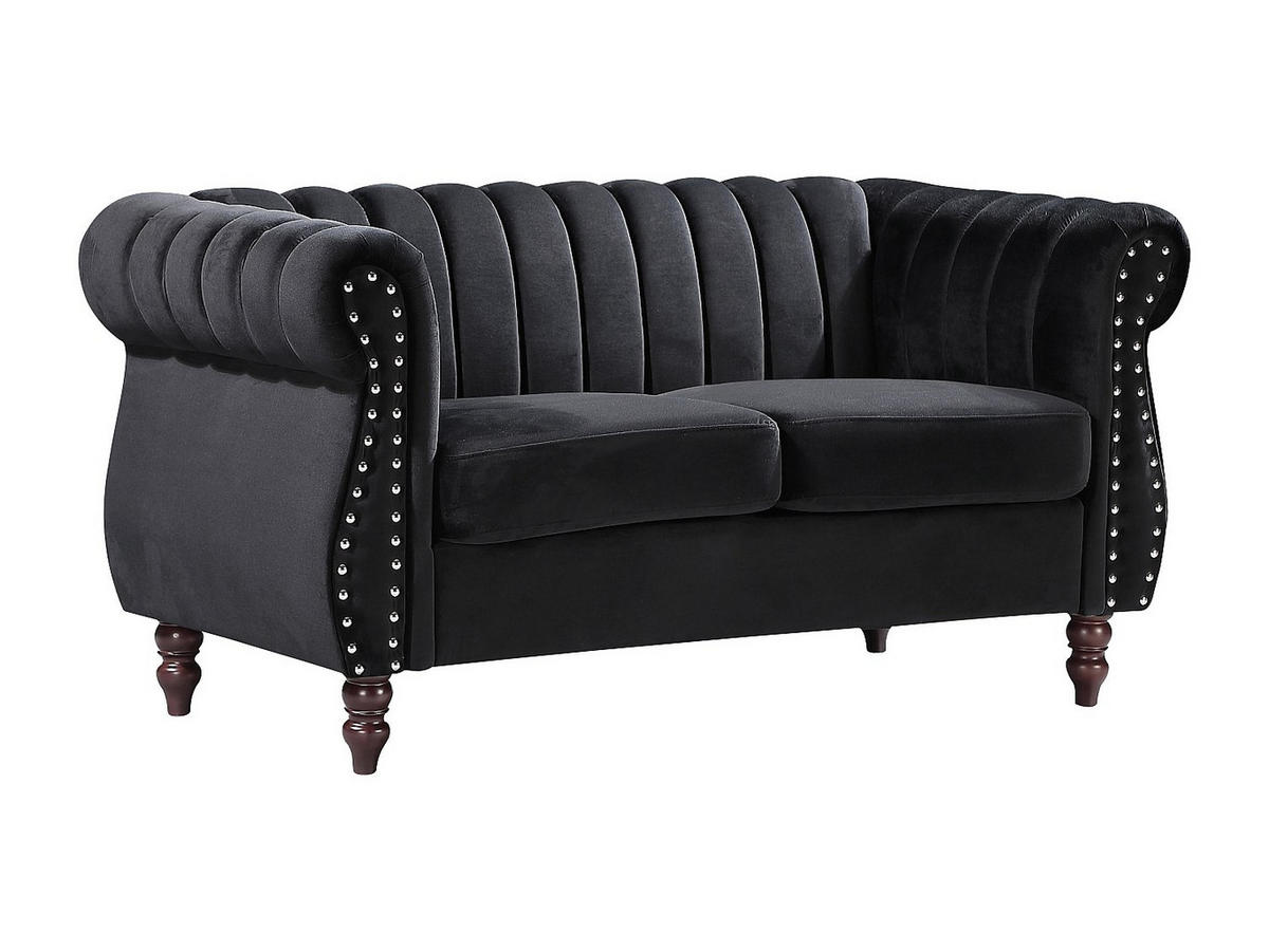 CHESTERFIELD-SOFA - 2-Sitzer - Samt - Schwarz - TRUMBO - Schwarz, Textil (150/77/78cm) - Vente-Unique