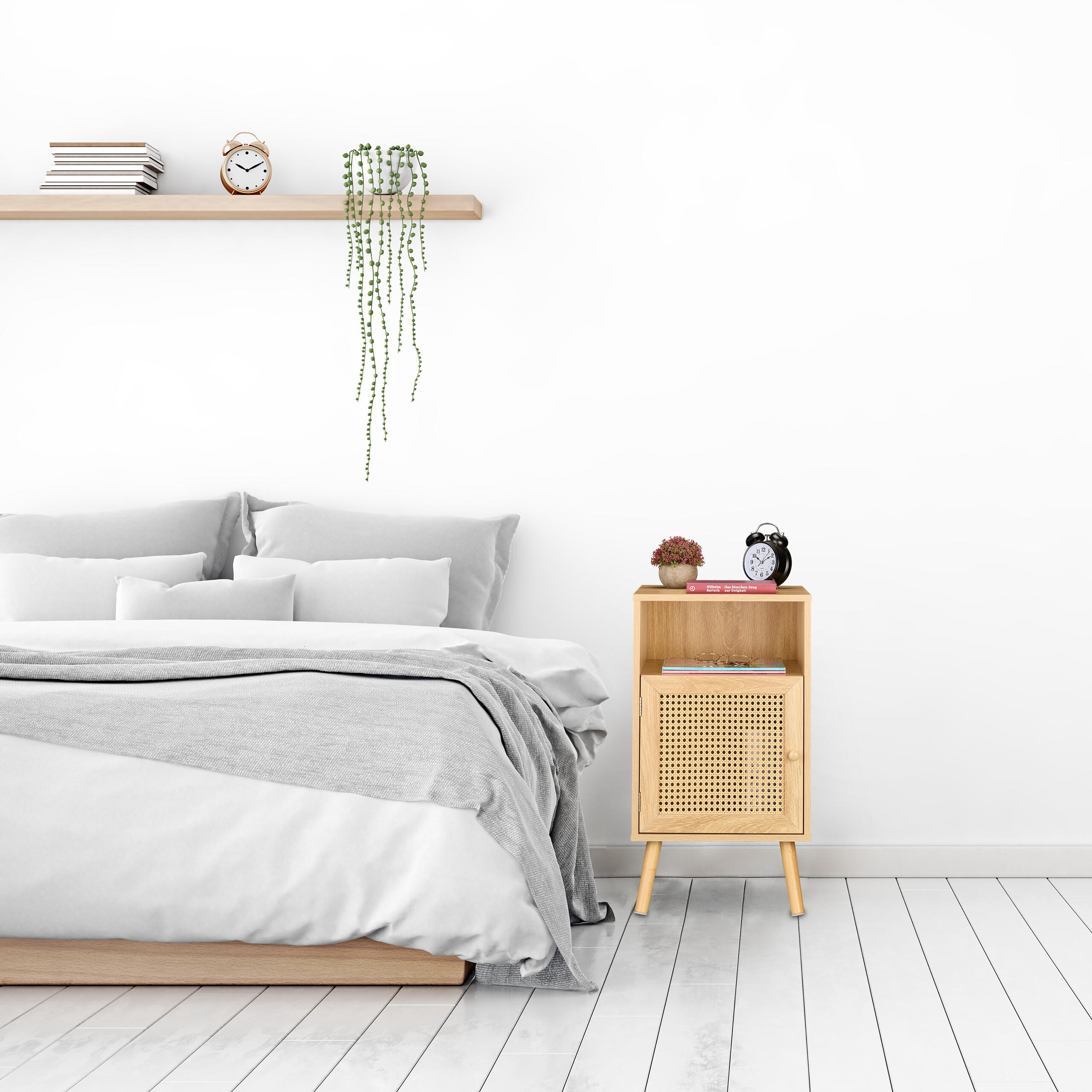 NACHTTISCH - Hellbraun, Holz/Holzwerkstoff (40/72/39cm) - Relaxdays