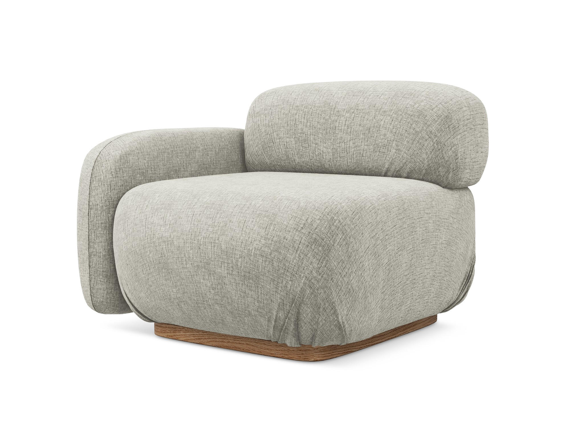 SOFAELEMENT Links Chenille Stoff Grau - Silberfarben/Braun, Holz/Textil (95/73/95cm) - Makamii