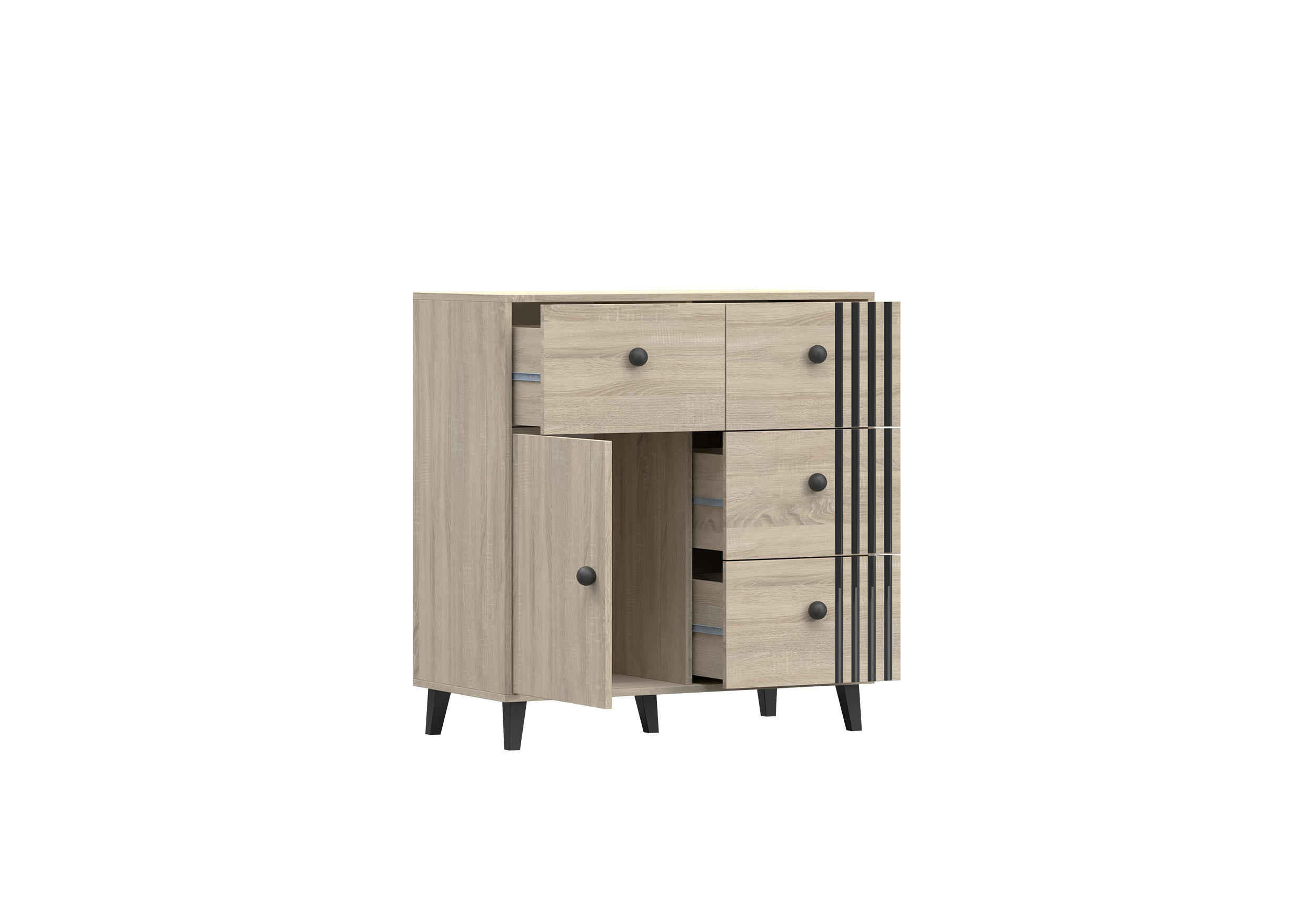 KOMMODE FORTEN 4sd - Sonoma Eiche, Holzwerkstoff (90/97/45cm) - Möblo