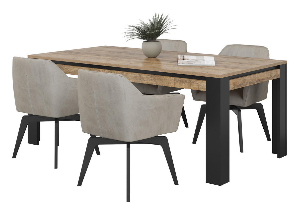 ESSTISCH DAVOR 195 x 100 x 77 cm - Schwarz, Holz (195/100/77cm) - MASSENO