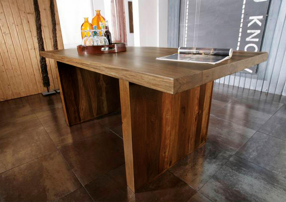 ESSTISCH Sheesham 200x100x76 walnuss lackiert DUKE #101 - Dunkelbraun, Holz (200/100/76cm) - Massivmoebel24