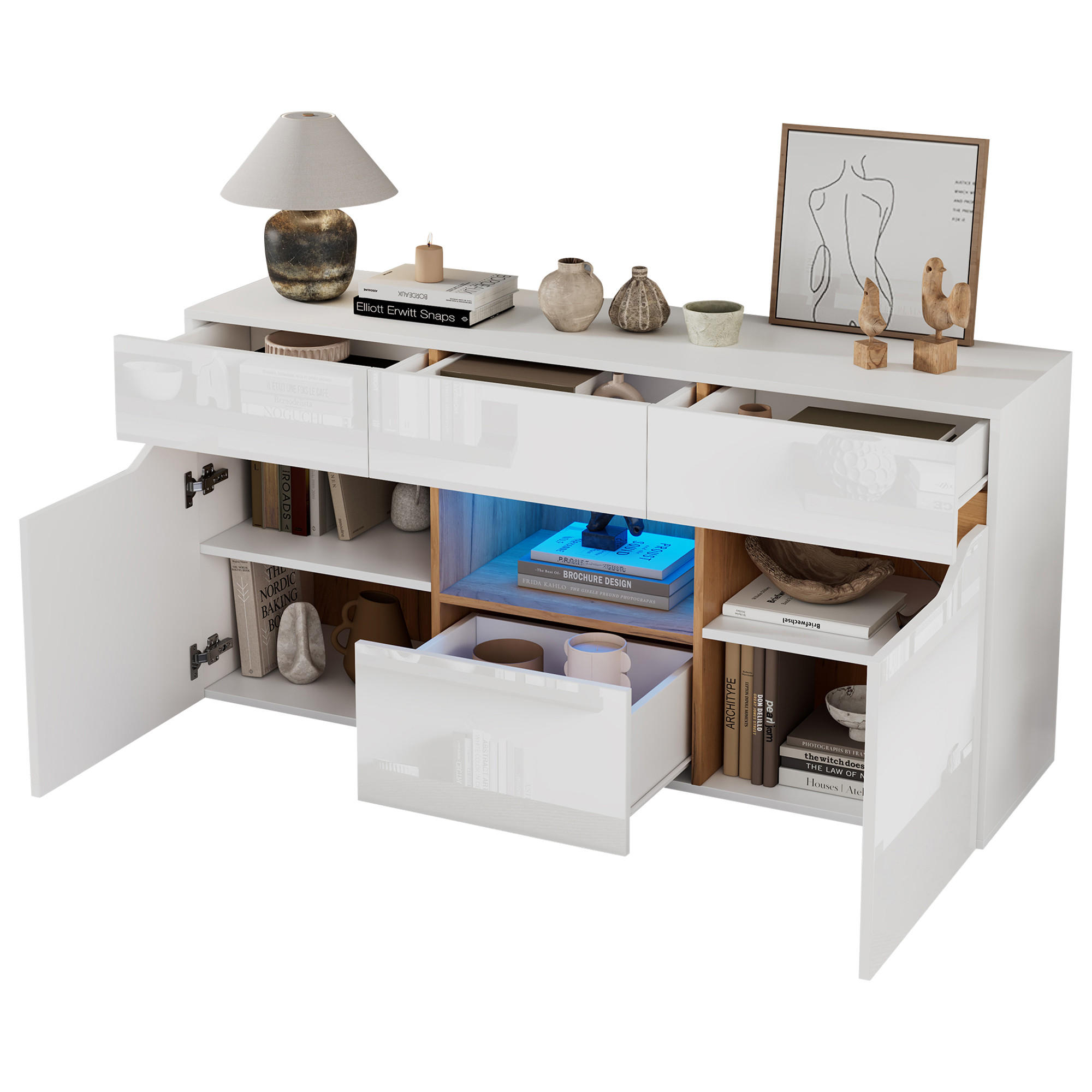 Luhomfu Sideboard Weiß 140x70x40 cm