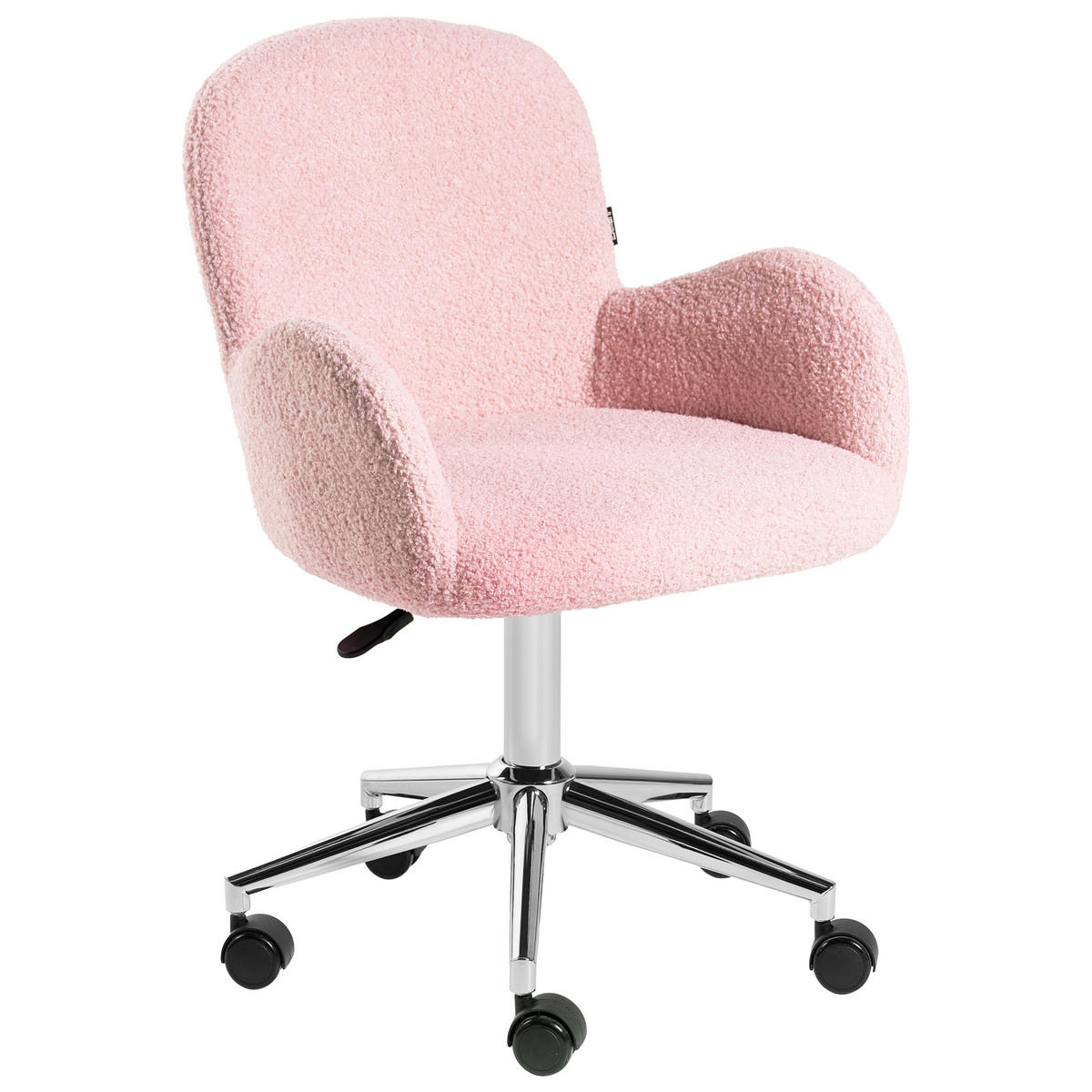SCHREIBTISCHSTUHL Bouclé Pastellrosa Priddy - Pink, Textil (60/79/60cm) - Beliani