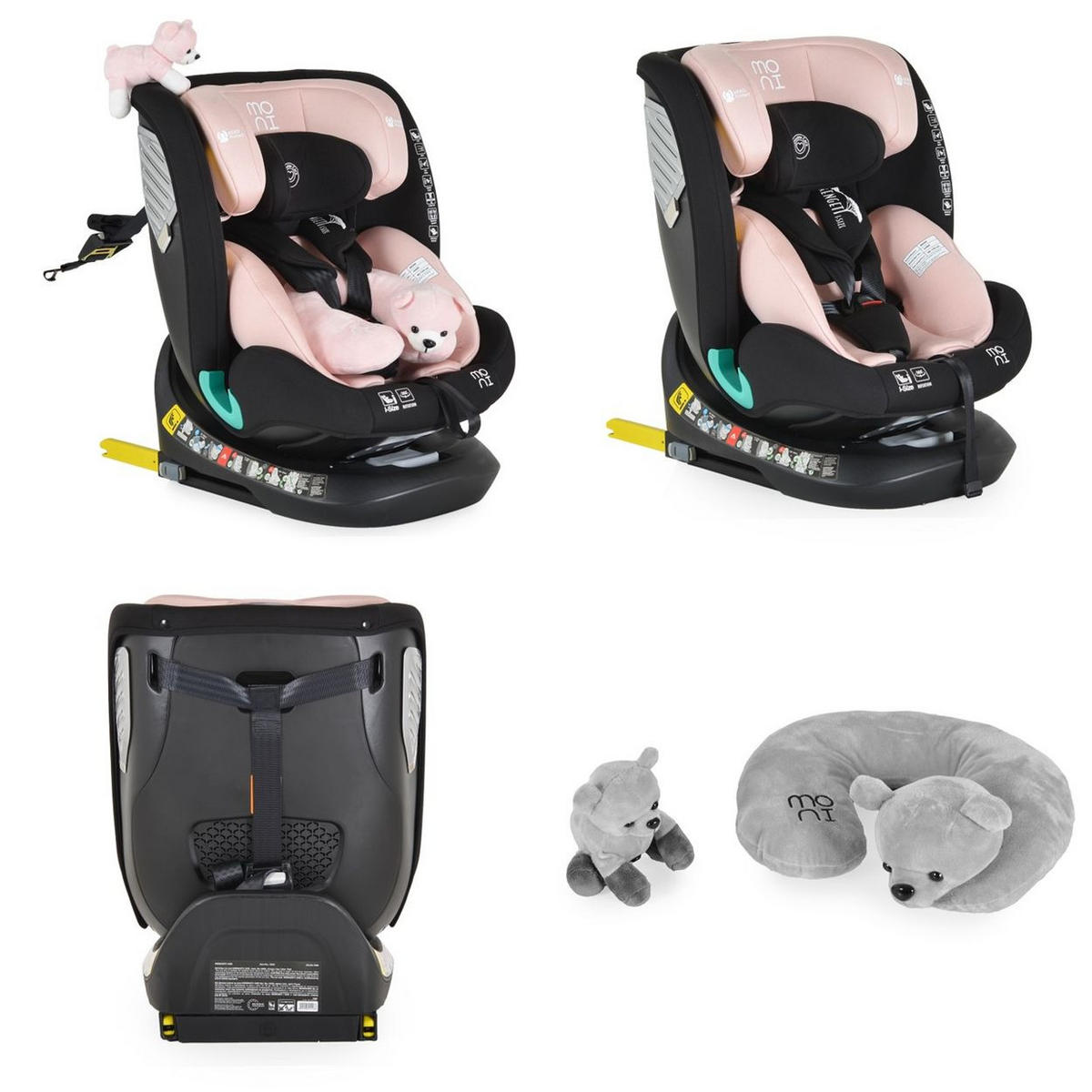 KINDERSITZ Serengeti i-Size rosa (40-150cm) Isofix, Kuscheltier, Nackenkissen - Rosa, Kunststoff (44/60/17cm) - Moni