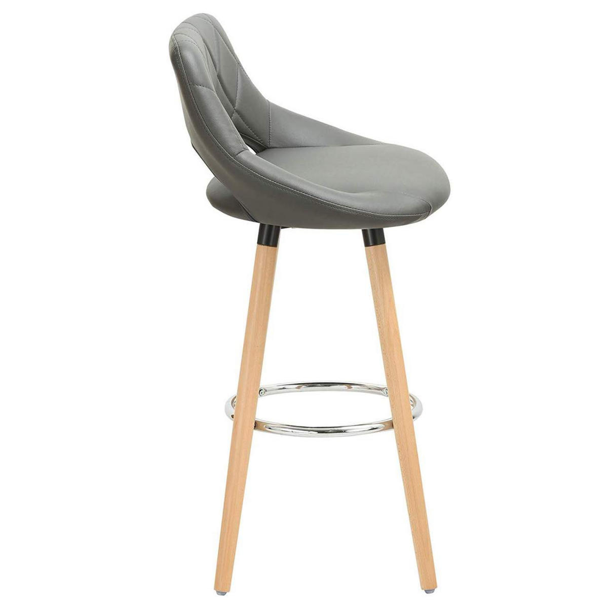 BARHOCKER aus Kunstleder, Holzgestell, Grau - Buchefarben/Grau, Holz/Textil (43/91/43cm) - Woltu