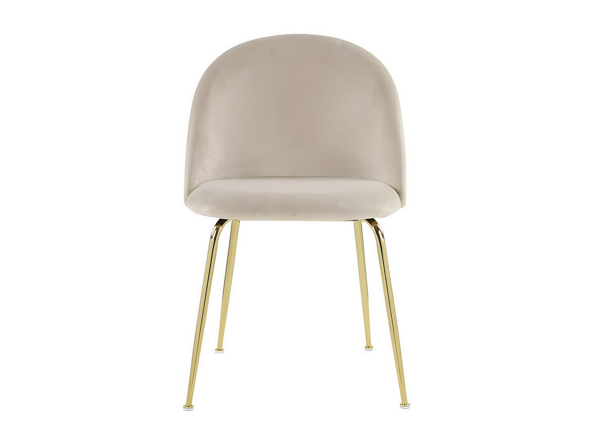 STUHL 2er-Set - Samt & Goldfarbenes Metall - Beige - MELBOURNE - Beige, Textil (50/77/55cm) - Vente-Unique